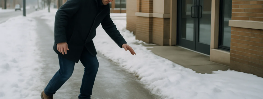 Snowy Detroit sidewalk illustrating a potential slip and fall claim