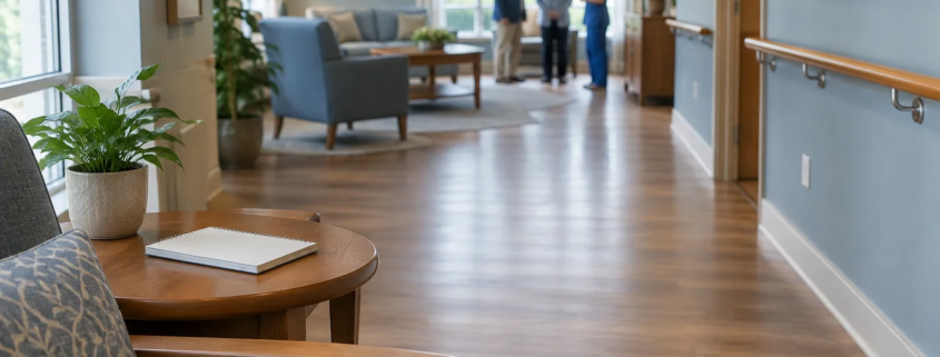 A calm nursing home hallway illustrating when a Kent County nursing home fall may warrant review