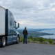 Michigan CDL DUI consequences represented by a commercial truck on a Traverse City roadside